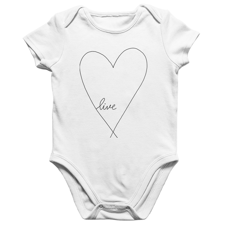 Body Bebê Algodão Live Coração - Branco