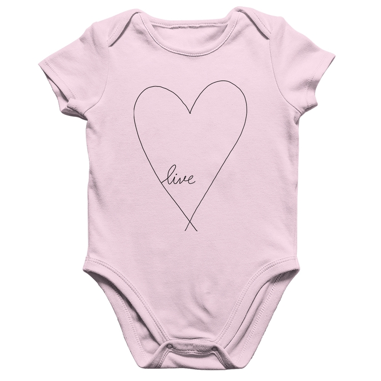 Body Bebê Algodão Live Coração - Rosa Bebê