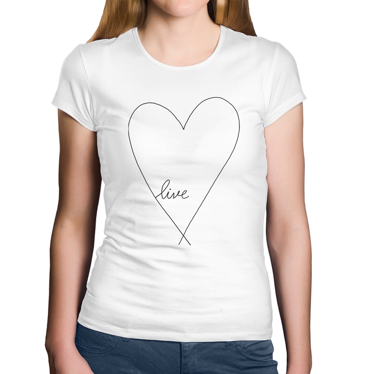 Baby Look Algodão Live Coração - Branca