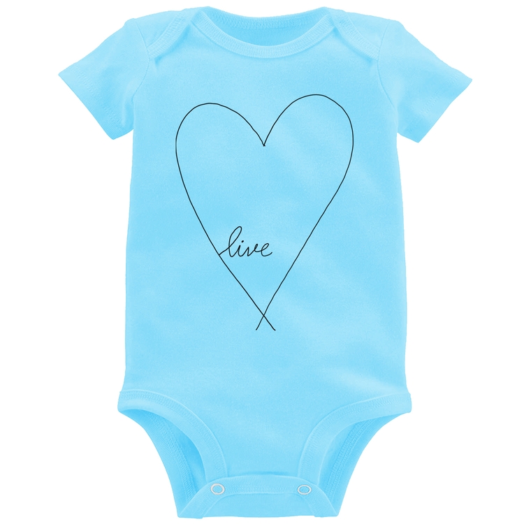 Body Bebê Live Coração - Azul Bebê