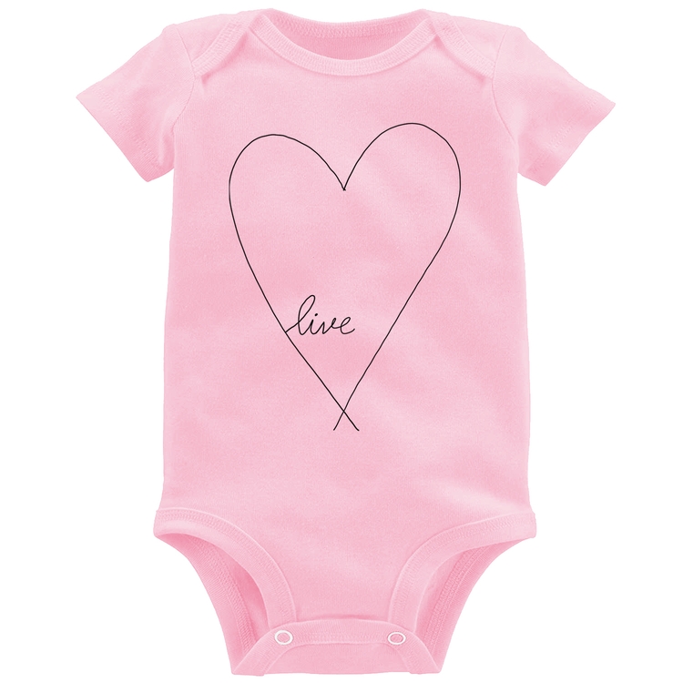 Body Bebê Live Coração - Rosa Bebê