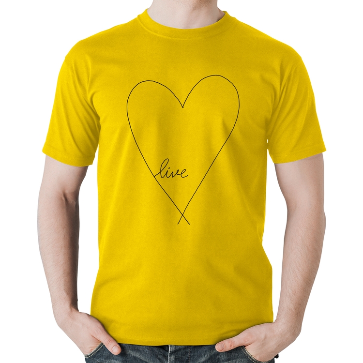 Camiseta Algodão Live Coração - Amarela