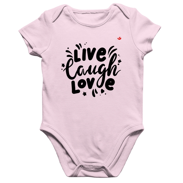 Body Bebê Algodão Live Laugh Love - Rosa Bebê