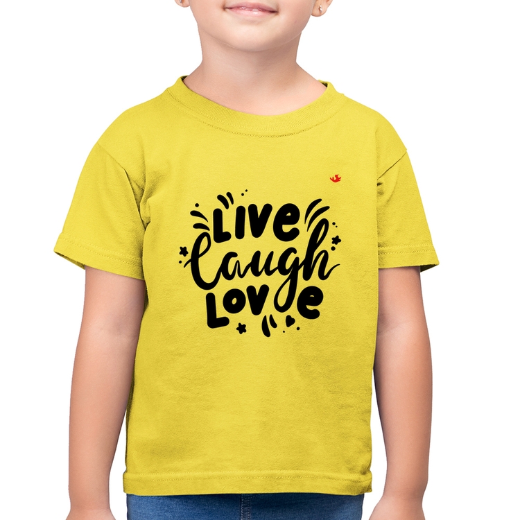Camiseta Algodão Infantil Live Laugh Love - Amarelo Canário