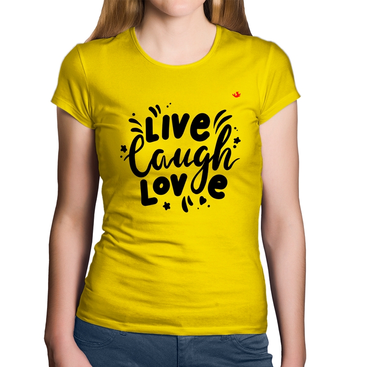 Baby Look Algodão Live Laugh Love - Amarela