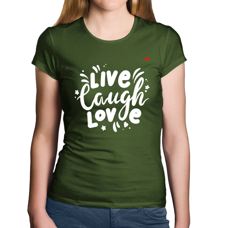 Baby Look Algodão Live Laugh Love - Musgo