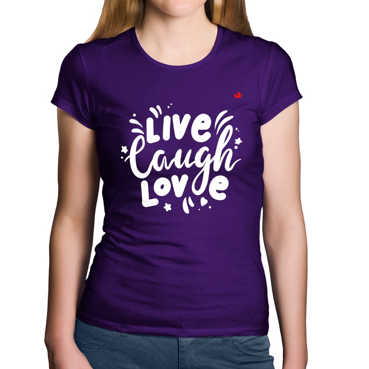 Baby Look Algodão Live Laugh Love - Roxa