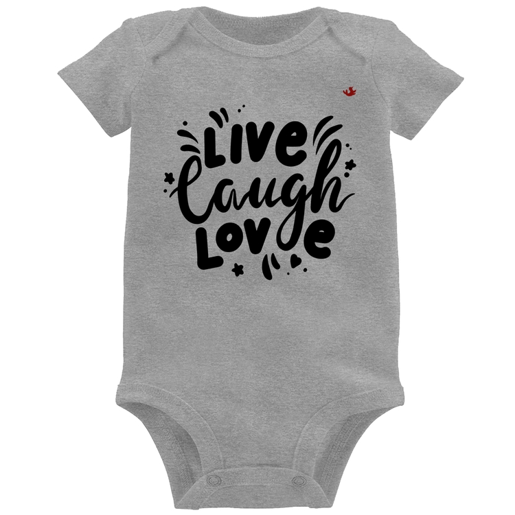 Body Bebê Live Laugh Love - Cinza
