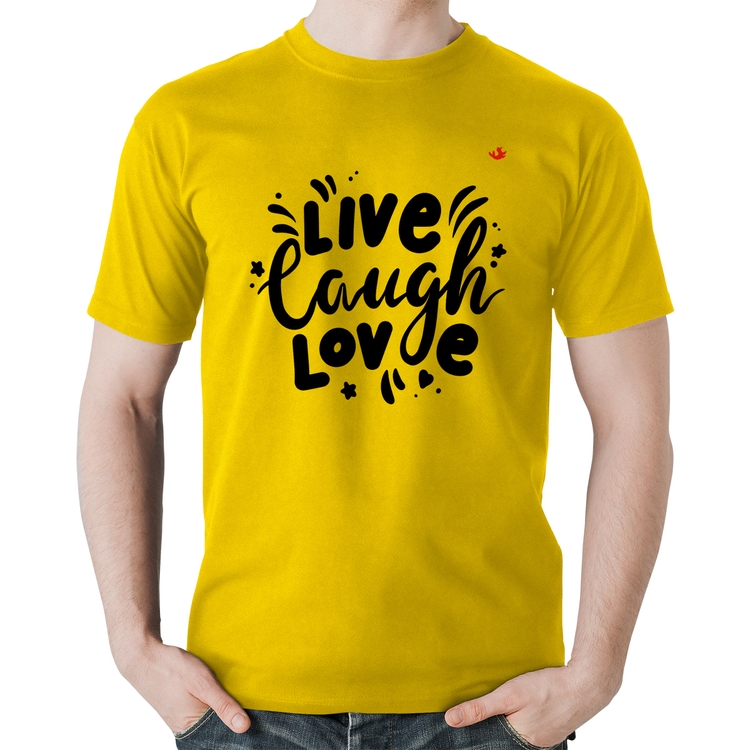 Camiseta Algodão Live Laugh Love - Amarela