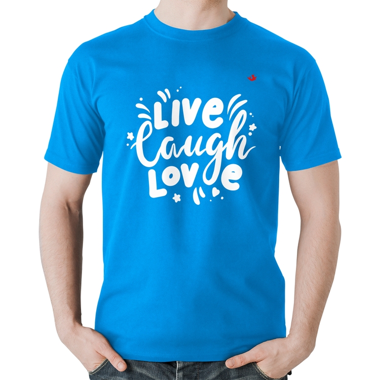 Camiseta Algodão Live Laugh Love - Azul