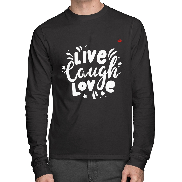Camiseta Algodão Live Laugh Love Manga Longa