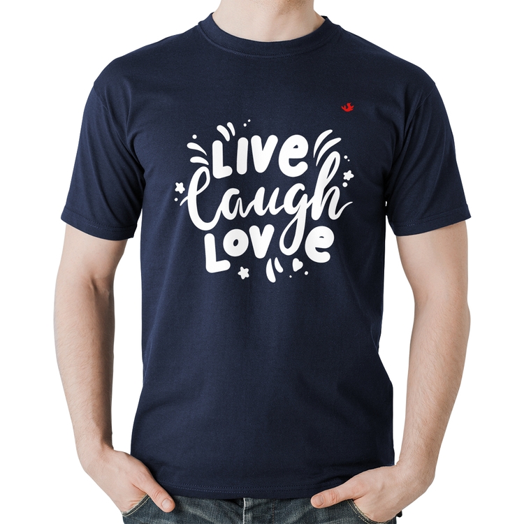 Camiseta Algodão Live Laugh Love - Marinho