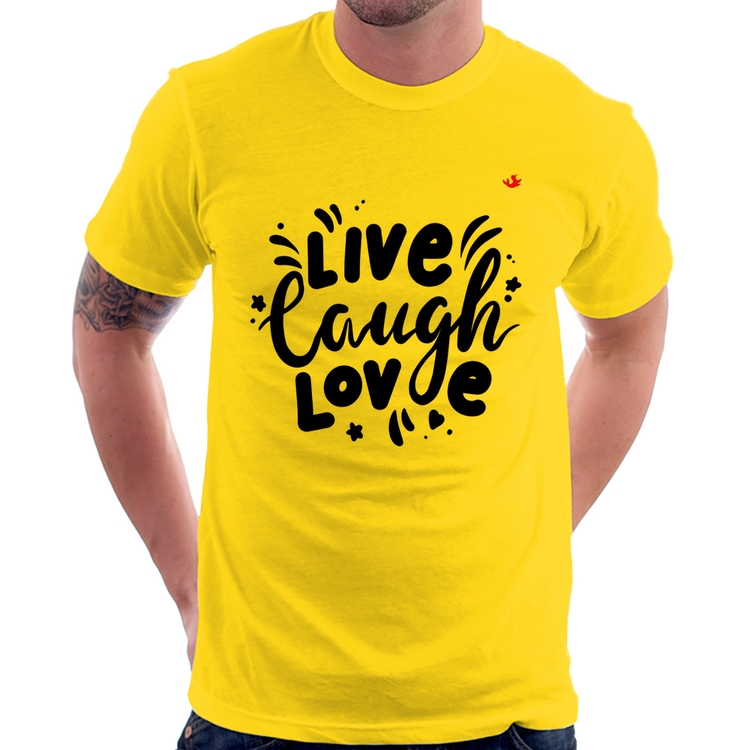 Camiseta Live Laugh Love - Amarela