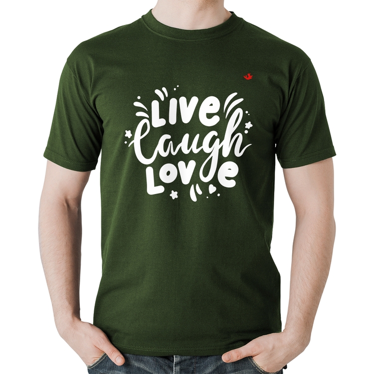 Camiseta Algodão Live Laugh Love - Musgo