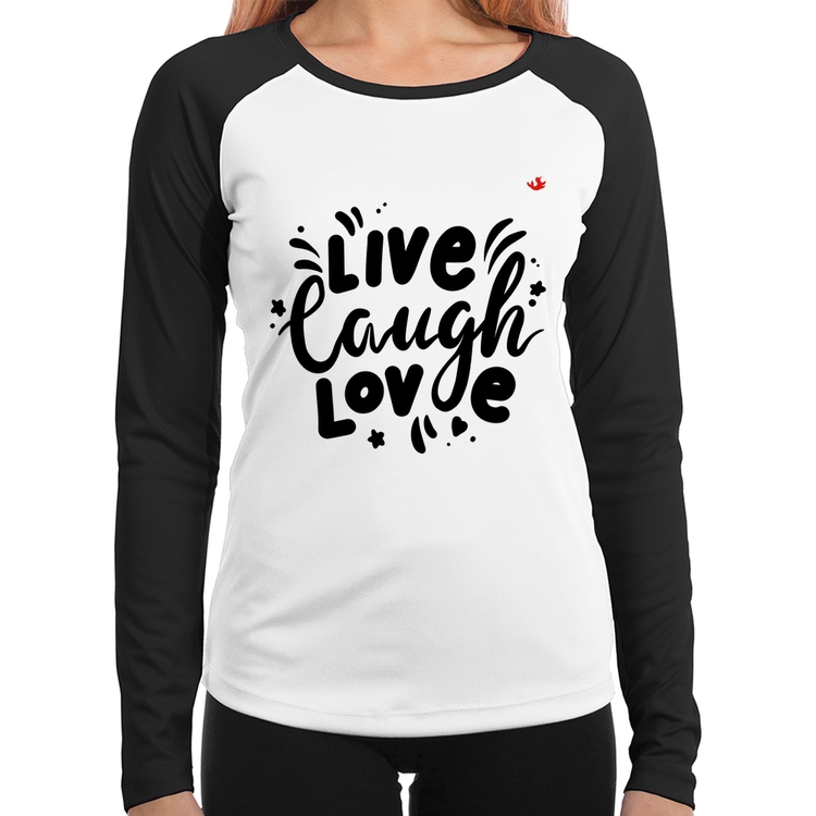 Baby Look Raglan Live Laugh Love Manga Longa