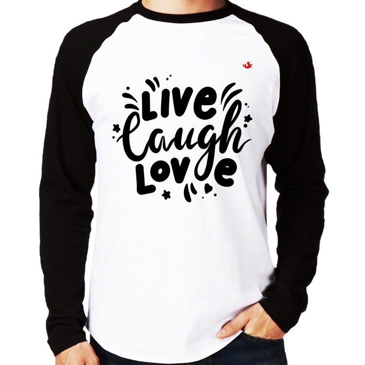 Camiseta Raglan Live Laugh Love Manga Longa