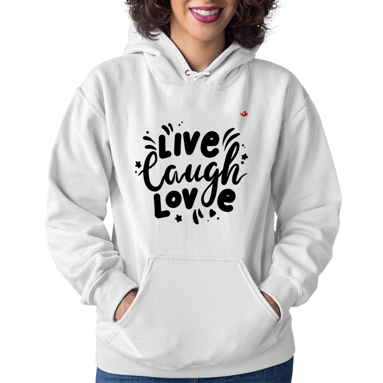 Moletom Feminino Live Laugh Love - Branco