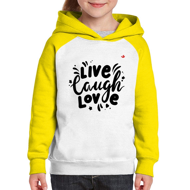 Moletom Infantil Live Laugh Love - Branco/Amarelo