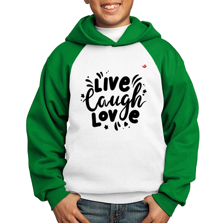 Moletom Infantil Live Laugh Love - Branco/Verde