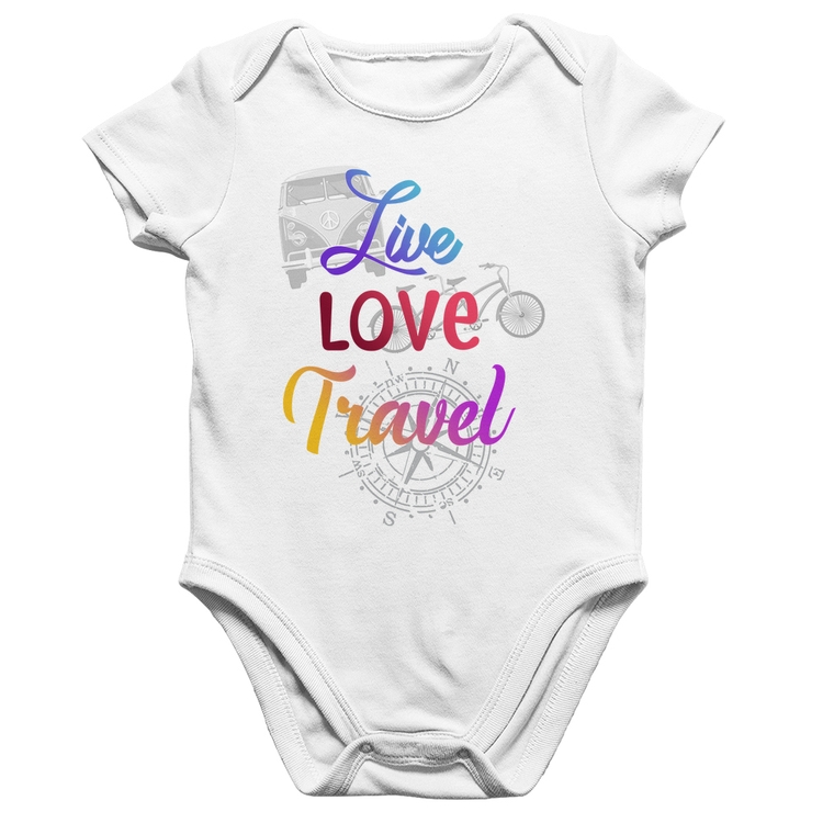 Body Bebê Algodão Live Love Travel - Branco