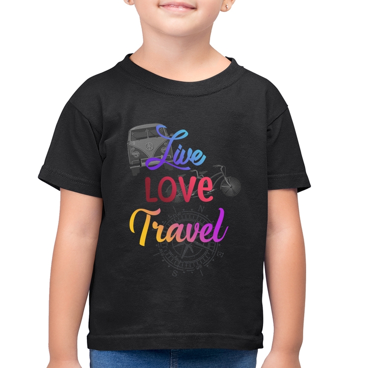 Camiseta Algodão Infantil Live Love Travel