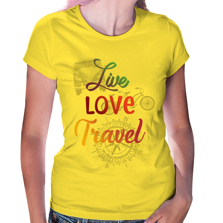 Baby Look Live Love Travel - Amarela