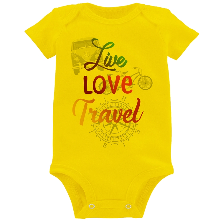 Body Bebê Live Love Travel - Amarelo
