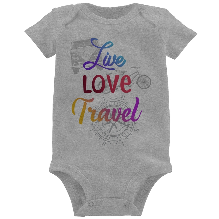 Body Bebê Live Love Travel - Cinza