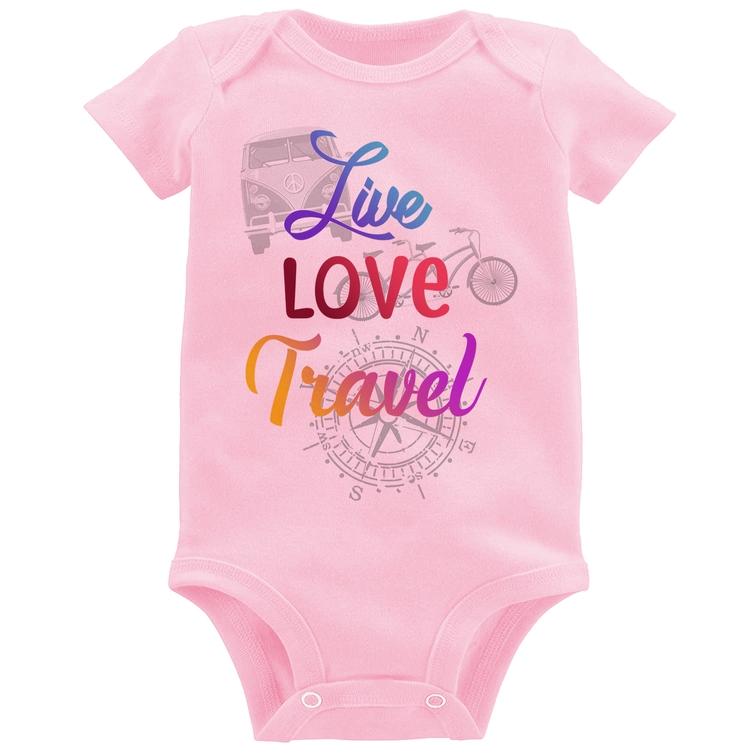 Body Bebê Live Love Travel - Rosa Bebê