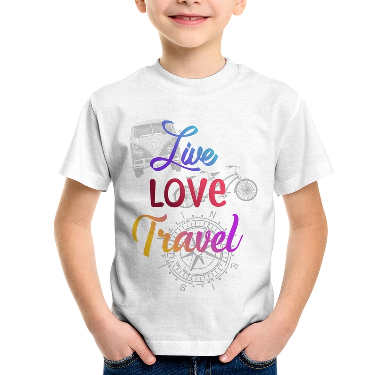 Camiseta Infantil Live Love Travel