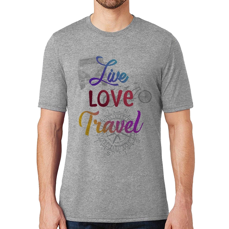 Camiseta Live Love Travel - Cinza