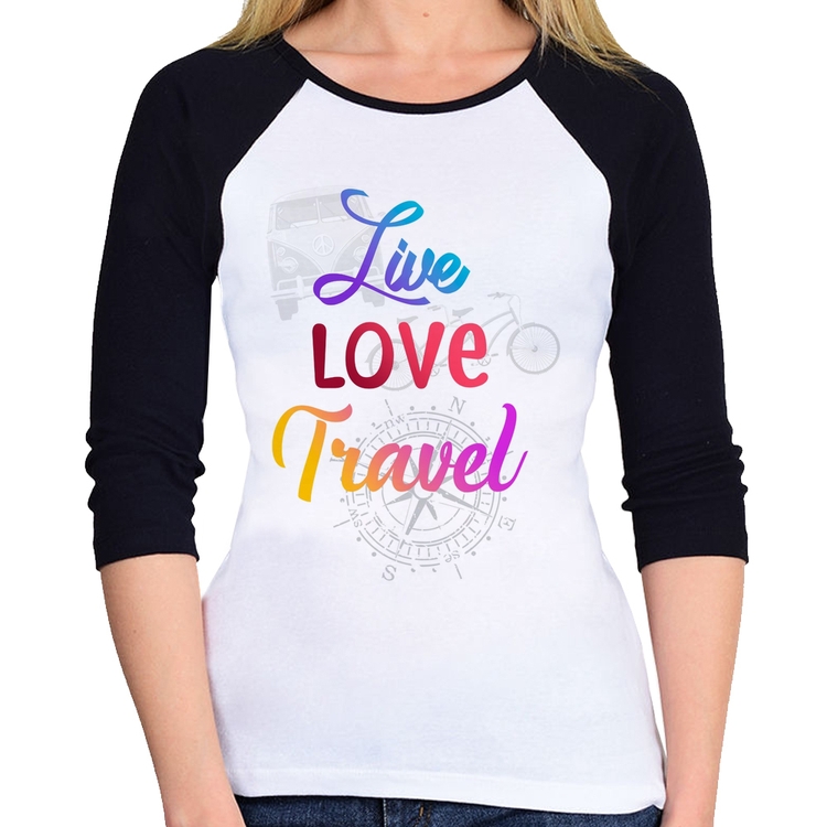 Baby Look Raglan Live Love Travel Manga 3/4