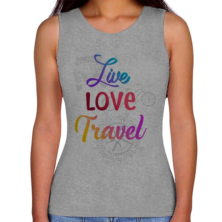 Regata Feminina Live Love Travel - Cinza