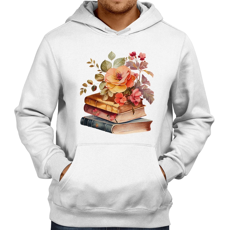 Moletom Livros e flores - Branco