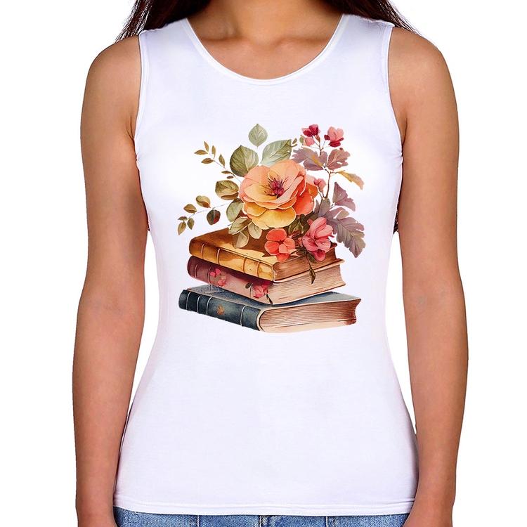 Regata Feminina Livros e flores
