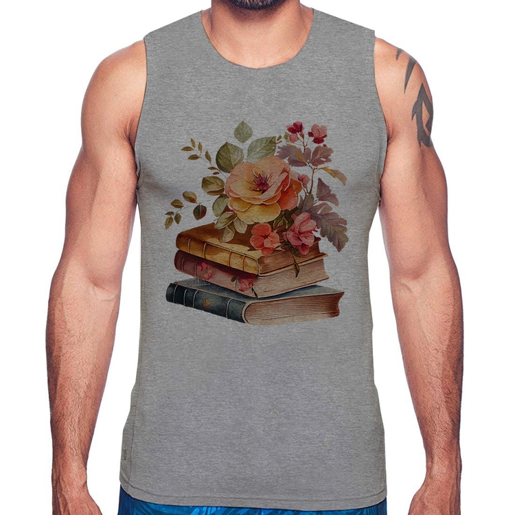 Regata Livros e flores - Cinza