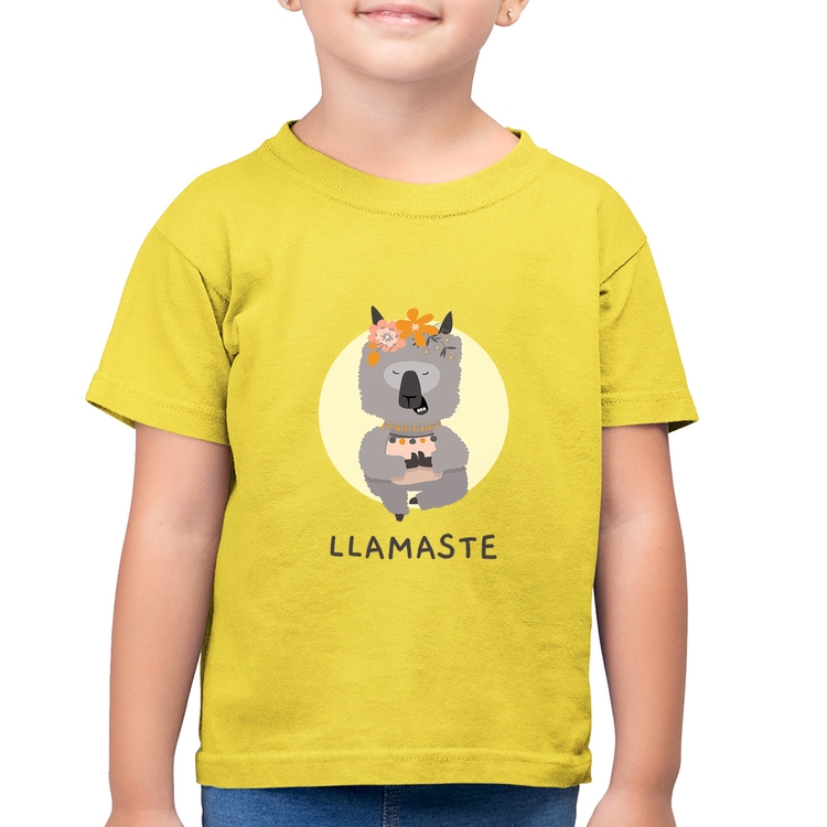 Camiseta Algodão Infantil Llamastê - Amarelo Canário