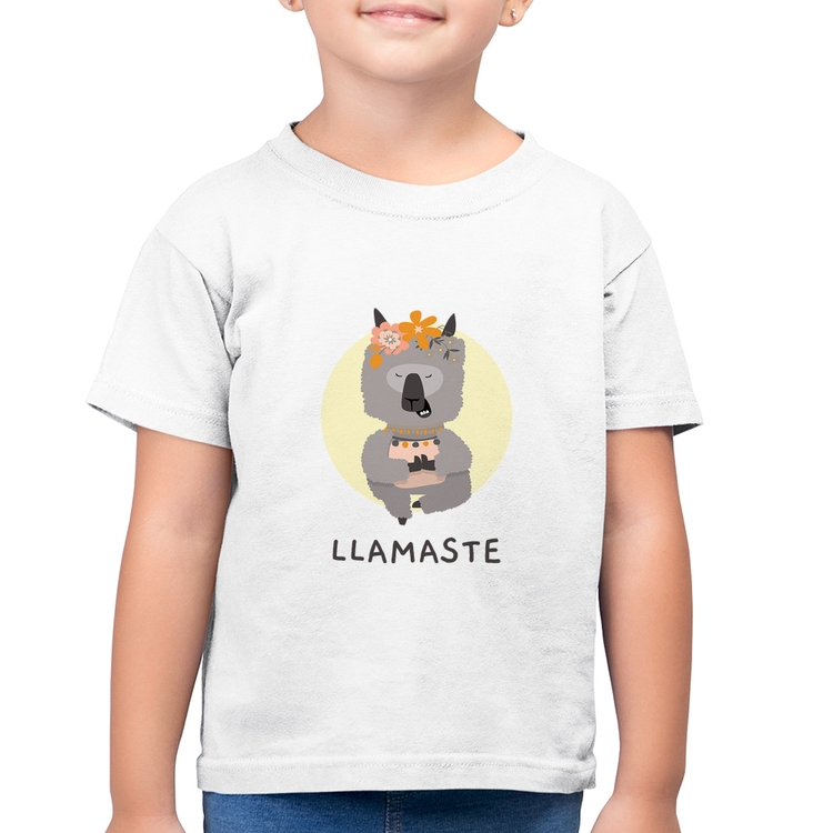 Camiseta Algodão Infantil Llamastê - Branca