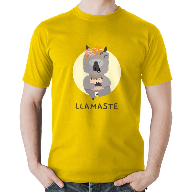 Camiseta Algodão Llamastê - Amarela