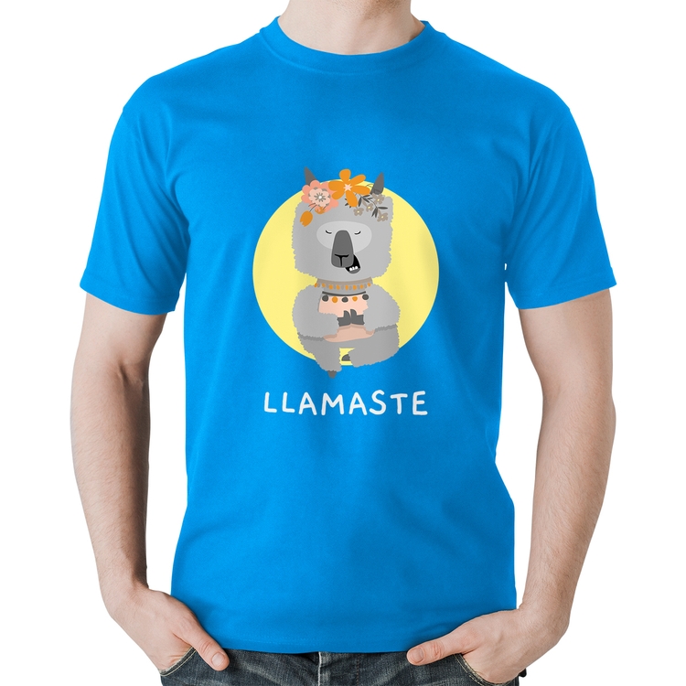 Camiseta Algodão Llamastê - Azul