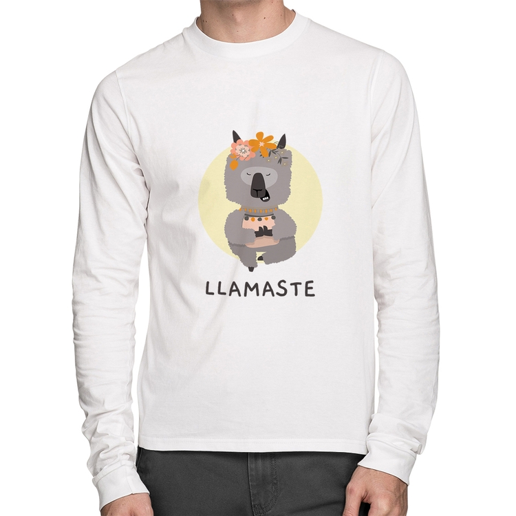 Camiseta Algodão Llamastê Manga Longa - Branca