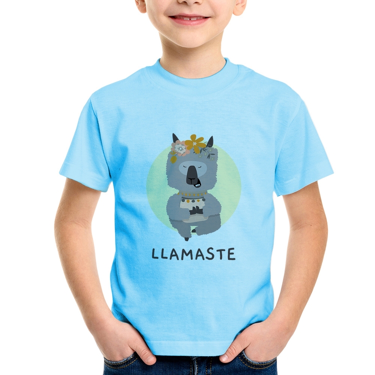 Camiseta Infantil Llamastê - Azul Bebê