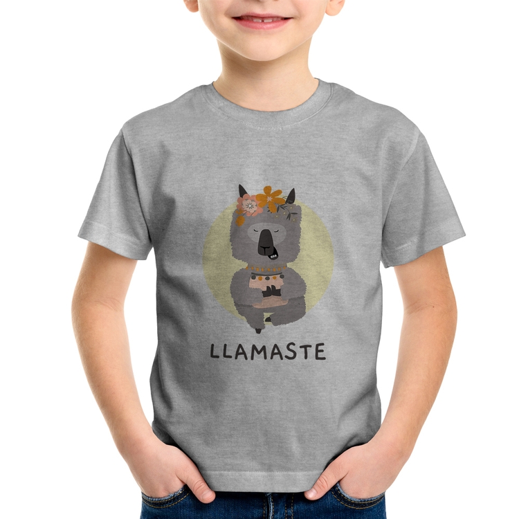 Camiseta Infantil Llamastê - Cinza
