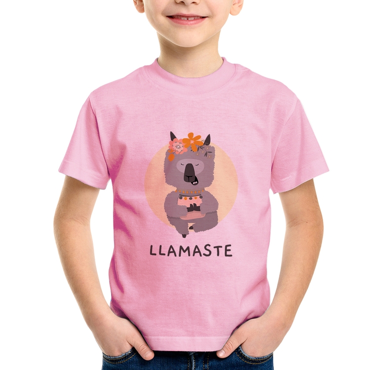 Camiseta Infantil Llamastê - Rosa Bebê