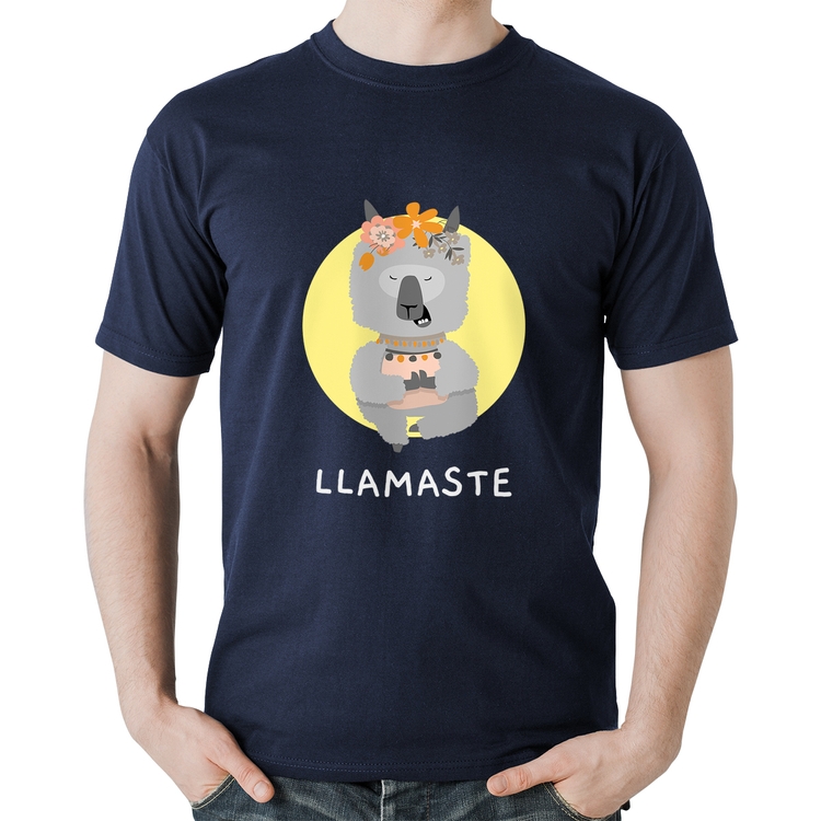 Camiseta Algodão Llamastê - Marinho