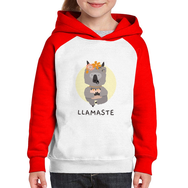 Moletom Infantil Llamastê - Branco/Vermelho