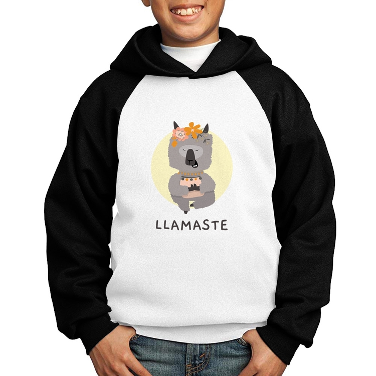 Moletom Infantil Llamastê - Branco/Preto