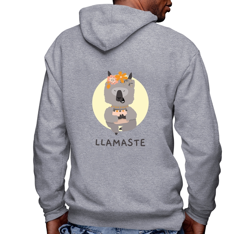 Blusa Moletom Llamastê Masculina com Capuz e Zíper - Mescla