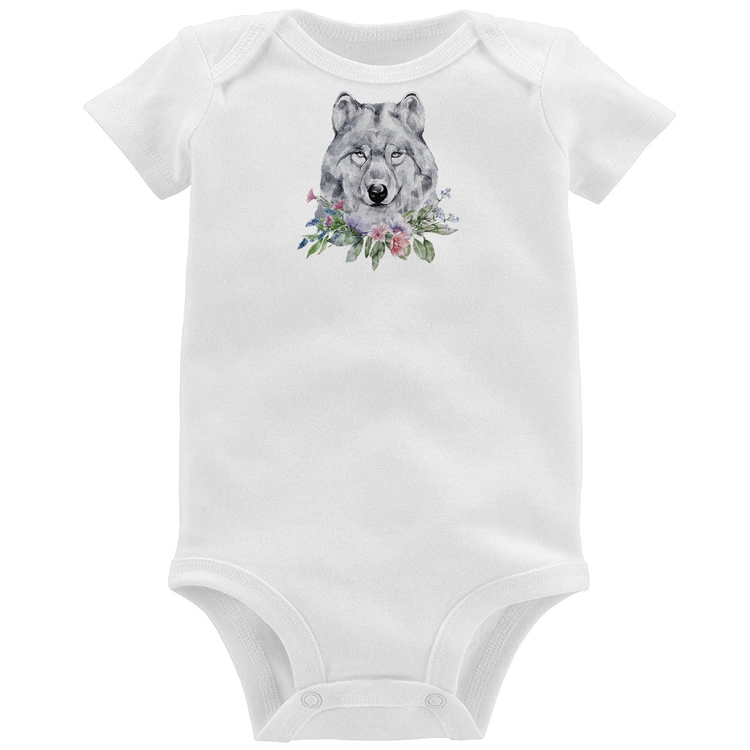 Body Bebê Lobo e Flores