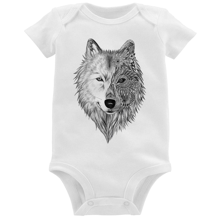 Body Bebê Lobo Mandala